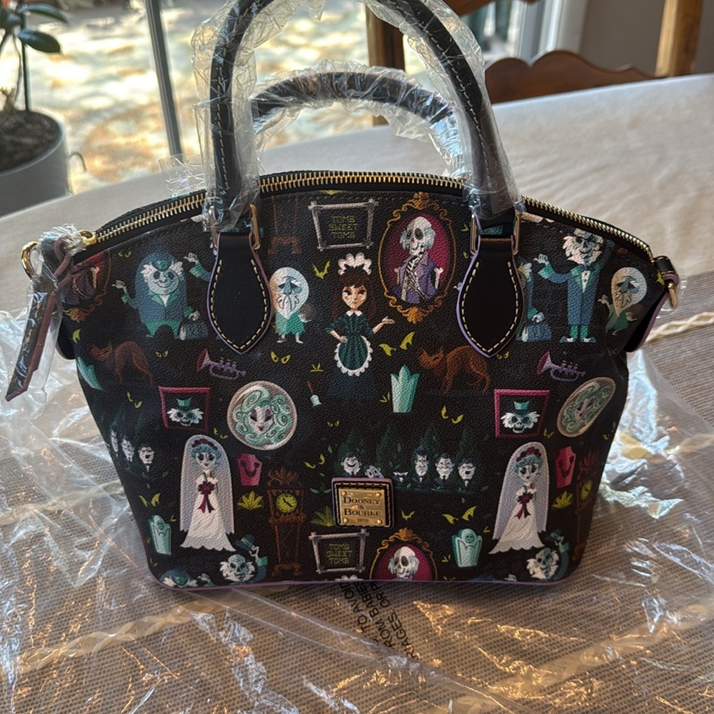 Dooney & Bourke Black Satchel with Haunted Mansion (2018 Collection) - Picture 2 of 8